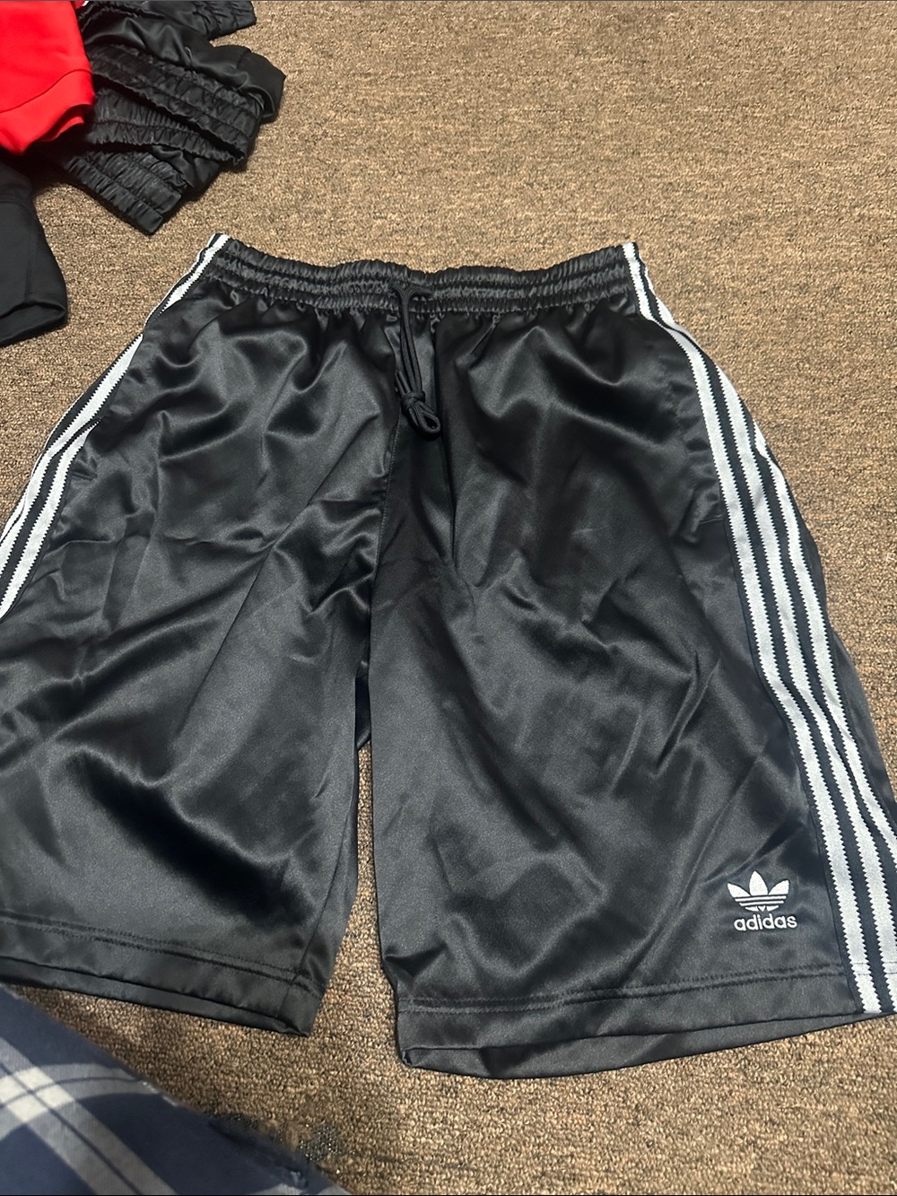 adidas Black Men’s Athletic Shorts with White Three-Stripes